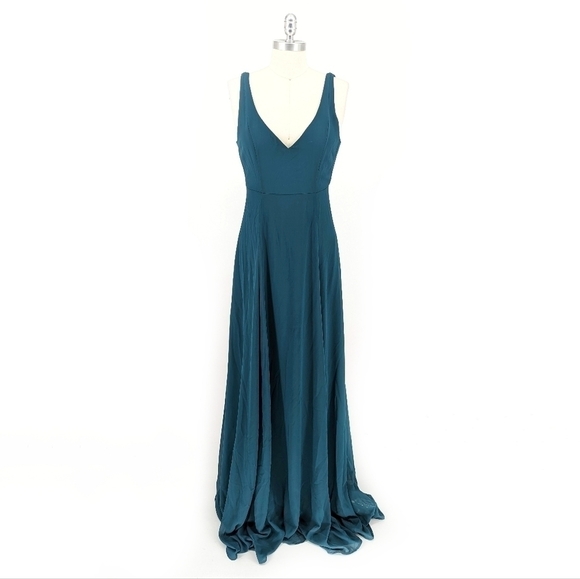 Show Me Your Mumu V Neck Maxi Dress Teal M wedding bridesmaid bohemian evening - Picture 1 of 7